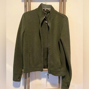 VICTORIA SPORT Army/Olive Green, Knit, thumb cut out, Zip Up Jacket